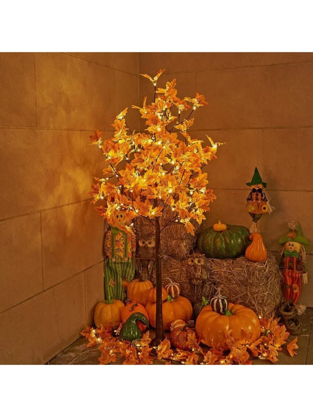 5FT 96LED Lighted Maple Tree - Warm White Fall & Halloween Decor, Indoor/Outdoor